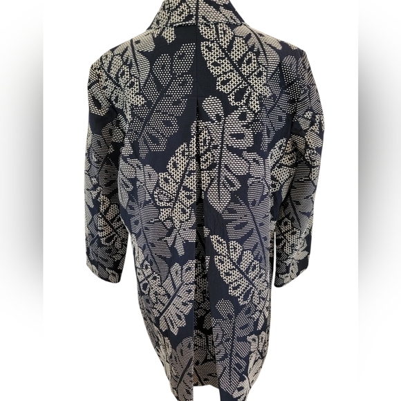 J. McLaughlin Womens Navy Blue And White Hester Raffia Palm Leaf Jacket Size XL - Picture 2 of 13